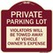 Signmission Private Parking Lot Violators Towed Away Vehicle Owners Expense Alum, 18" L, 18" H, BU-1818-23267 A-DES-BU-1818-23267 - alternate 1